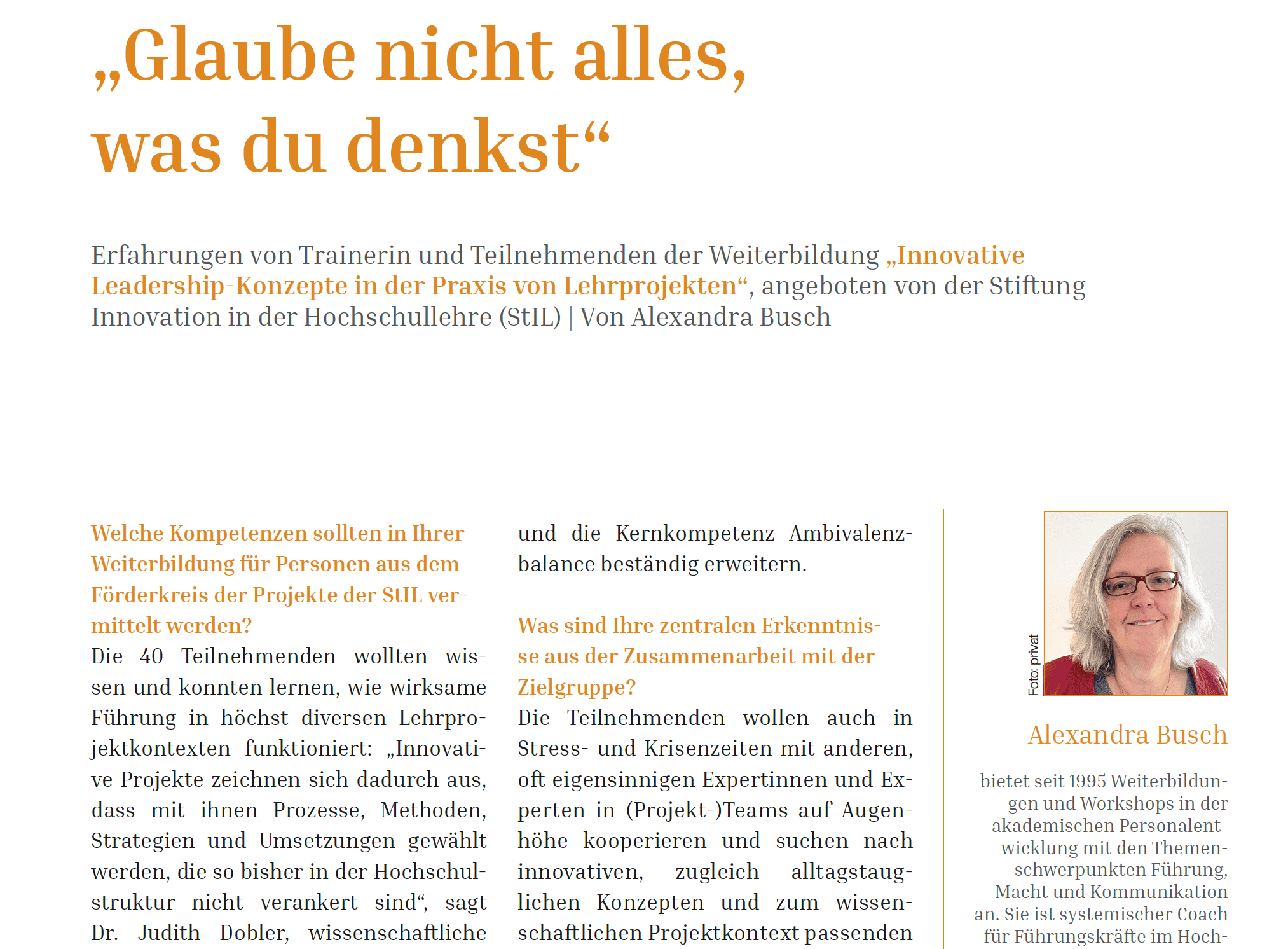 DUZ STIL-Leadership-Fortbildung Alexandra Busch